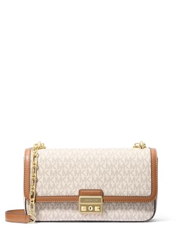 Michael Kors Bolsa de ombro grande com corrente conversível Tribeca, baunilha/bolota, Baunilha/Bolota, One Size