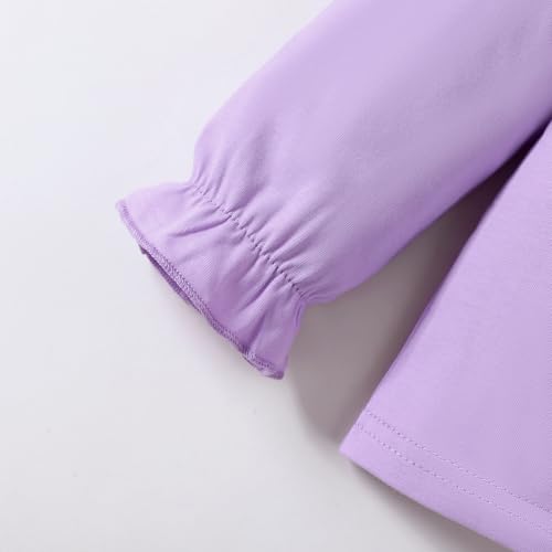 Image of LYSMuch 7-14Y Girls Ruffle Long Sleeve Shirt Kids Crewneck Basic Blouse Casual Tee