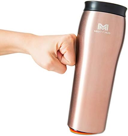Mighty Mug Stainless Steel Travel Mug, Spill-Free Tumbler, Leak Proof Lid, 6 Hours Hot & 24 Hours Cold, Double-Walled, BPA-Free, (Rose Gold, 16oz)