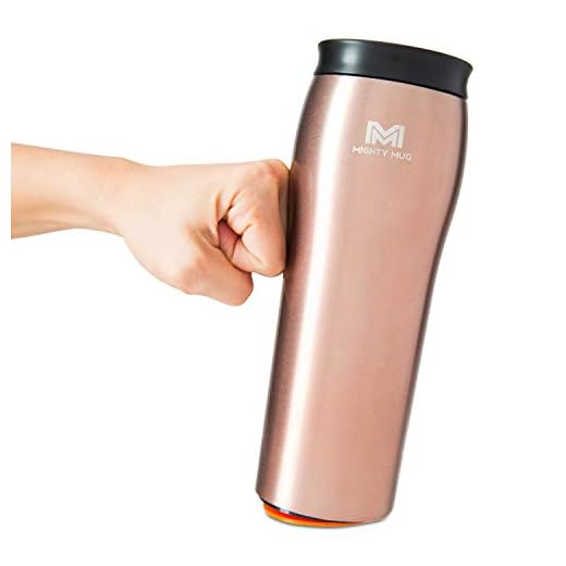 Mighty Mug | The Untippable Mug | Grips When Hit, Lifts for Sips | Insulated Stainless Steel Tumbler | Cupholder Friendly | Gifts for Women Men All | Leakproof | 6 Hour Hot / 24 Cold | 16oz | RoseGold