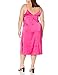 The Drop Women's Ana Silky V-Neck Midi Slip Dress Hot Pink, M