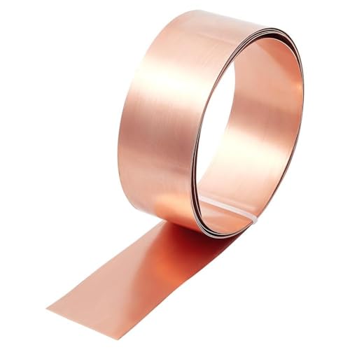 Copper Sheet Roll 99.9% Pure Copper Sheet Roll 2000x50x0.4mm Flexible Foil Strip for DIY Crafts Electrical Projects Welding Metal Flashing Roofing & Decorative Metal Work