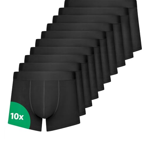 Calosy Boxershorts Herren 10 Pack Baumwolle schwarz Unterhosen atmungsaktiv Unterwäsche Herren | Größe 4XL