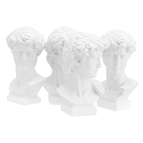 SOLUSTRE 4PCS Mini Resin David Head Statue Decor Height Decorative Desktop Figurines for Home Adornment Chic Plaster Sculptures for Holidays Birthdays Housewarmings