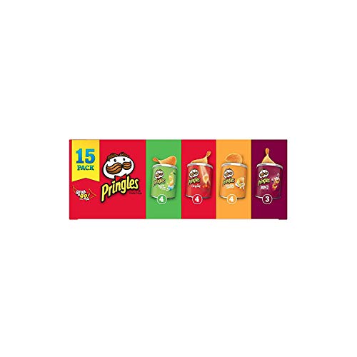 Pringles Potato Crisps Chips, Lunch Snacks, Office and Kids Snacks, Grab and Go Snack Packs, Variety Pack, 20.6oz Box (15 Cans)