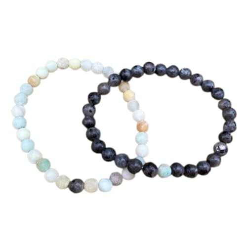 Bracelet couple labradorite amazonite perles lisses 6mm de qualité