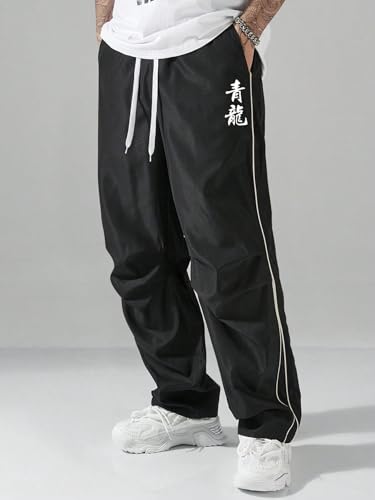 ZAFUL Men's Parachute Sweatpants Y2k Baggy Track Pants Drawstring Wide Leg Casual Trousers Streetwear3