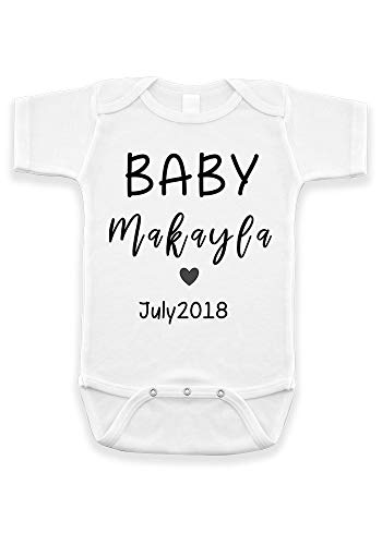 BlueSkyCreations Personalized Baby Onesie - Baby Onesie Announcement - Pregnancy Announcement Onesie - Pregnancy Reveal - Baby Onesie (NB) White