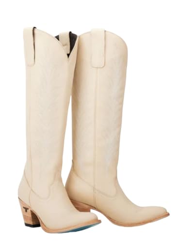 Lane Womens Jentry Knee High Embroidered Round Toe Casual Boots Knee High Mid Heel 2-3