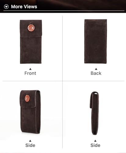 Image of CONTACT'S FAMILY Leather Watch Travel Case for 1 Watch (Coffee) | Genuine suede leather, snap button closure, soft lining, ultra-compact 46g, vintage design, Valentine's gift for men.