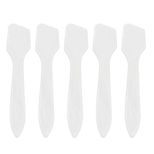 Healifty 50 stücke DIY Kosmetische Spatel Beauty Tools Gesichtscreme Dispenser Make-Up Maske Spatel Kunststoff Löffel (Transparente Maske Stick)