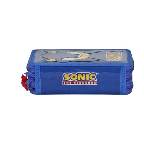 Estuche Sonic Triple completo color azul plumier de 14x21 cm para niños 3