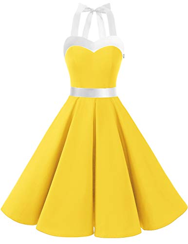 Image of DRESSTELLS Women's Vintage 1950s Cocktail Dress, Retro Tea Party Halter Swing Dresses