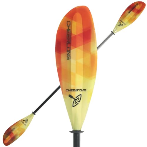 CHEERLONG Series Carbon Fiber Kayak Paddle - Transparent Colored Glass Fiber Paddle with Complex Texture/Ultra Light Carbon Shaft -221-231cm Adjustable Length mid Spine Water Separator&Anti Slip Grip