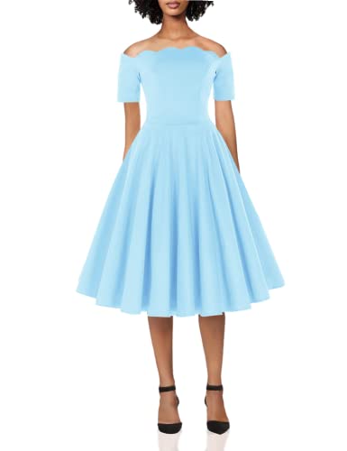 PAUL JONES Audrey Hepburn Light Blue Dress Off Shoulder Midi Dress Size L Light Blue PAUL JONES Audrey Hepburn Light Blue Dress Off Shoulder Midi Dress Size L Light Blue
