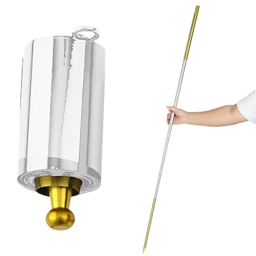 RVYEIOP Varita Mágica Extensible Dorada y Plateada 1.1 Metros - Varita Telescópica Retráctil Profesional para Magia, Espectáculos y Trucos de Ilusionismo
