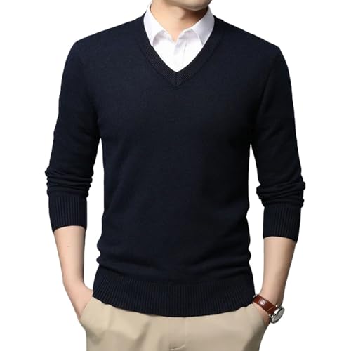 Woolen Knit V Neck Pullover Sweater Mens Autumn Winter Casual Jumper Fashion Comfortable Warm