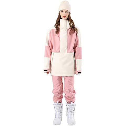 Women's Snow Clothing Ski Suit Sets Outdoor Sports Snowboarding Wear Waterproof Breathable Jackets and pants, Pink+white, X-Small Cover