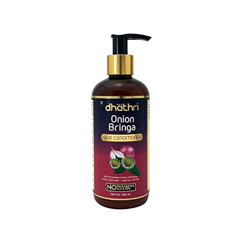 Image of Dhathri Onion Bringa Conditioner with Indian Aloe, Henna & Tulsi | Anti- Hairfall Ayurvedic Conditioner for Long & Thick Hair | Paraben & SLS Free | All Hair Types, 300ml