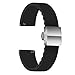 Produktbild ULLCHRO Unisex Kautschuk Armband mit Edelstahl Silber Faltschließe 22mm, Schwarz