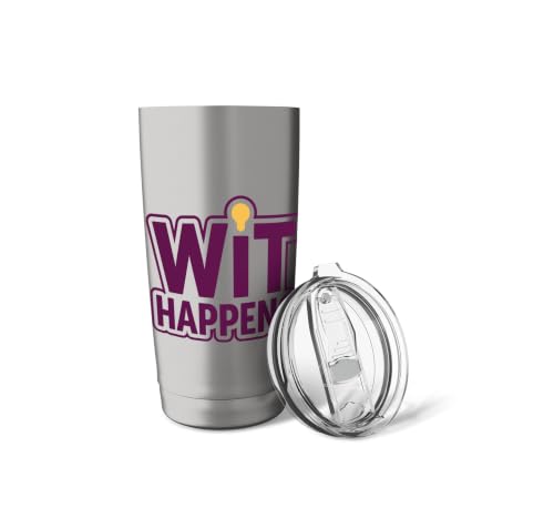 Wit Happens Witty Humor Wordplay Clever Playful Bold Police Gobelet isotherme en acier inoxydable double paroi – vue 5
