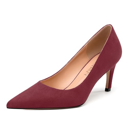 Women's Pumps, Pointed Toe Mid Stiletto Heels, Slip On Fashion Solid Dress Wedding Working Shoes for Women 2.5 inch