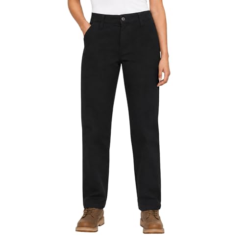 Dickies Women's Slim Straight Stretch Duck Carpenter Pant, Rinsed Black, 8 - image 1