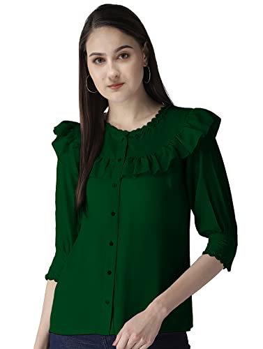 Image of Girls /Women Cuffed Sleeves Solid Shirt Style top-102