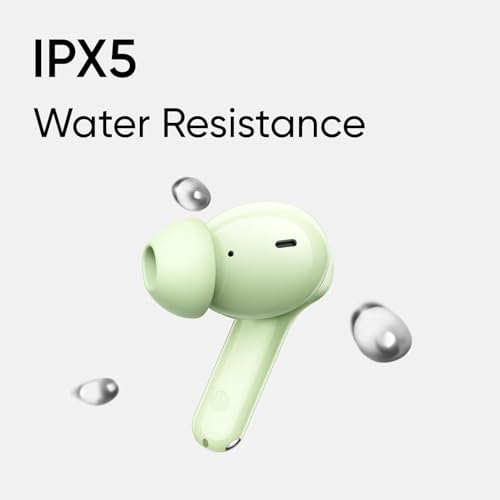 Image of Real Me T110 Buds | 50dB Active Noise Cancellation, Hi-Res LHDC Audio, 12.4mm Dynamic Bass Driver, 6 Mic Clear Voice Calls, 51,IP55 Waterproof,TWS for Apple & Android (T110, Country Green)