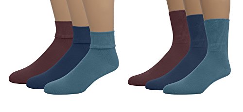 EMEM Apparel Boys Girls Baby Toddler Soft Bamboo Cotton Crew or Turn Cuff Triple Roll Socks 3-Pack Burgundy/Navy / Whashed Blue 0