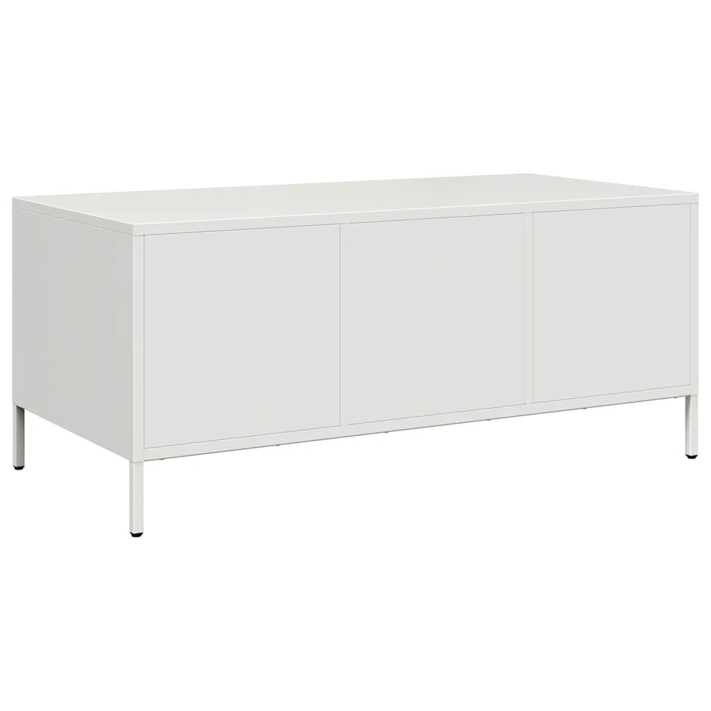 Tavolino da salotto bianco, 101,5 x 50 x 43,5 cm, in acciaio