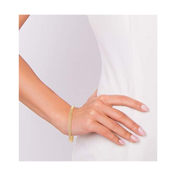 Miabella 18K Gold Over Sterling Silver Italian 5mm Mesh Link Chain Bracelet for Women, 925 Made in Italy (Length 6.5 Inches (X-Small))