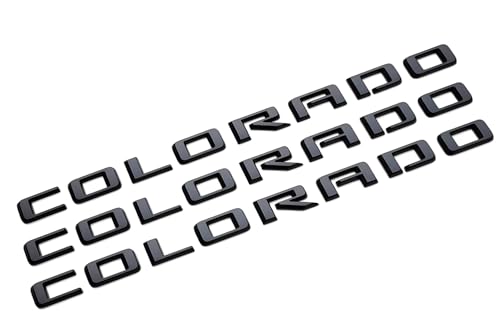 Image of Body Side Tailgate Truck Letter Emblems 3D Badge Nameplate 85594766 Fits for 2015-2022 Colorado V6 4pcs (Matte Black Red)