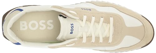 Image of BOSS Men's Zayn Low Profile Suede Leather Two Tone Sneaker