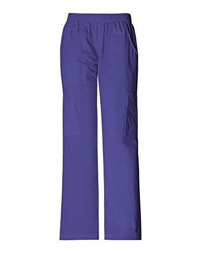 Cherokee Women's Mid-Rise Elastic Waist Cargo Scrubs Pant, Grape, Medium