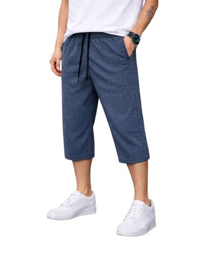 Image of Mack Jonney Men's Sports Capri Pants | Lightweight Polyester Workout 3 /4 Pants with Elastic Waist for Gym, Running & Training-M8356