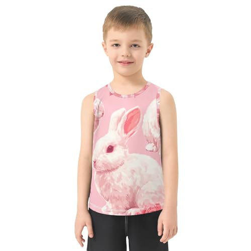 Bolaz Boys Athletic Quick Dry Tank Top Sleeveless Workout T Shirts Age 11-15,Rose and Bunny2