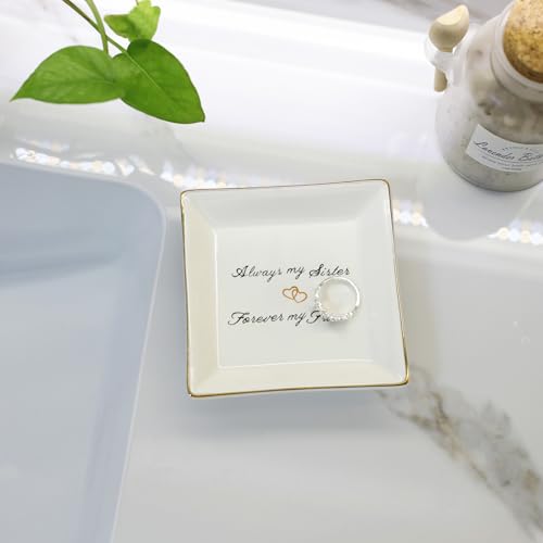 Sister Birthday Gifts Trinket Dish Jewelry Tray -Always My Sister,Forover My Friend,Gifts for Sisters Bestie BFF Her Mother's Day Valentines Christmas - Image 4