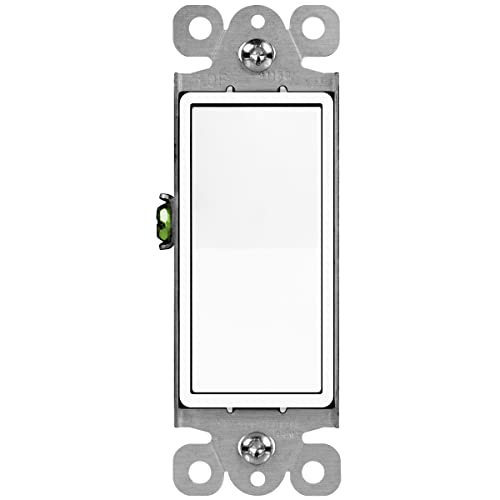 ENERLITES Decorator Paddle Rocker Light Switch, Gloss Finish, Single Pole, 3 Wire, Grounding Screw,