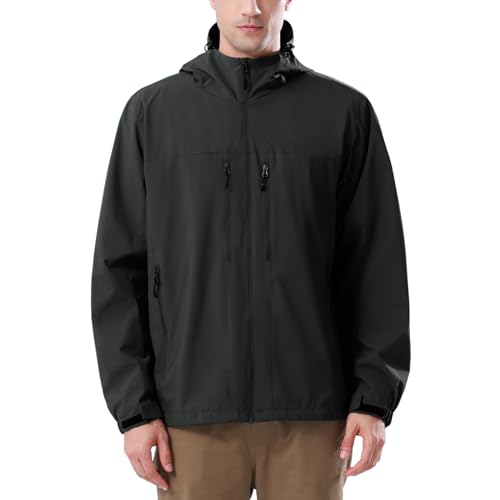CAMEL CROWN Men's Waterproof Softshell Jacket Lightweight Windbreaker Hooded Rain Coat For Outdoor Hiking