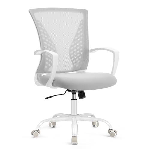 El Mejor Listado de Silla de Oficina Precio Top 10. 45 SONGMICS Silla de Malla, Silla de Oficina Giratoria, Función de inclinación, Respaldo y Asiento de Malla, Altura Ajustable, Gris Paloma MOBN022GD01