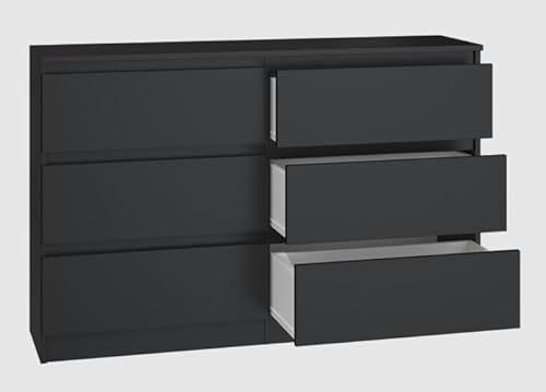 BDW: Cómoda MALWA M6 120 Negro   6 Cajones