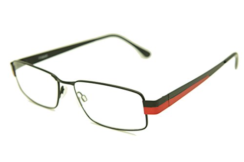 ColorViper Classic Rectangular FULL Rimmed Unisex Metal Two Tone Reading Glasses (matte black shiny red, 1.00)