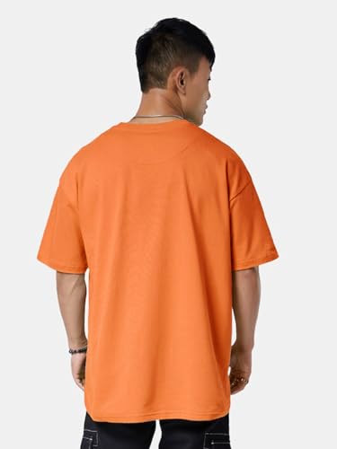 Image of Veirdo Pure Cotton Half Sleeve Round Neck Oversize Loose Fit Swan White T-Shirt for Men (OS 100 MKDPSTF SW)
