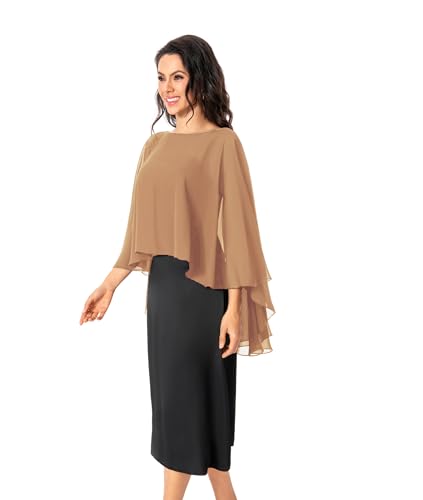 Image of Baoqiya Chiffon Capes Sheer Capelets Long Cape Poncho For Women Plus Size