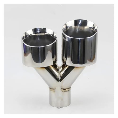 Embout échappement double sortie Y bord droit en acier inox robuste 51-76R