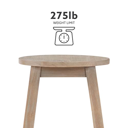 Image of Linon Zeke Grey Wash 24 inch Counter Stool with Round Seat