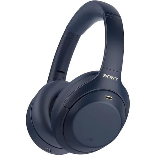 Sony WH-1000XM4 Noise Cancelling Wireless Headphones – 30 hours battery life – Over Ear style – Optimised for Alexa and Google Assistant – with built-in mic for phone calls – Midnight Blue
