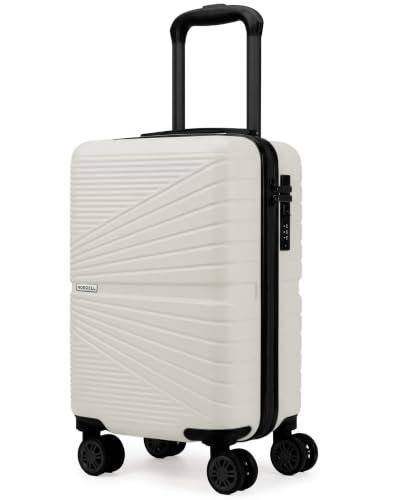 unycos   Maleta de Cabina Rígida de ABS【20L】 40×25×20 cm | Equipaje de Mano Compacto, 4 Ruedas 360° Extraíbles, Cerradura Integrada, Asa Telescópica y Compartimentos Organizadores (Beige, Lite)