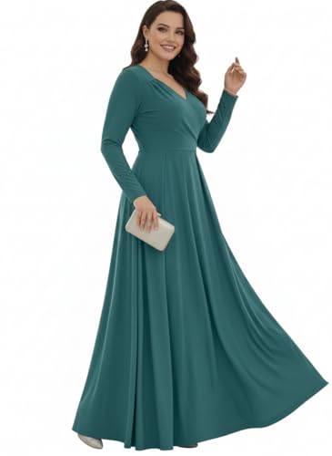 Image of KOH KOH Womens Long Sleeve Empire Cocktail Elegant Evening Versatile Maxi Dress